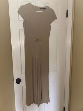 Ralph Lauren Taupe Maxi Dress with Belted Waist
